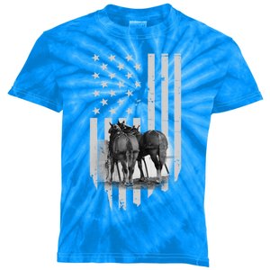 American Flag Belgian Draft Horses Gift For Farmer Meaningful Gift Kids Tie-Dye T-Shirt