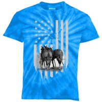 American Flag Belgian Draft Horses Gift For Farmer Meaningful Gift Kids Tie-Dye T-Shirt