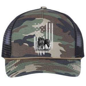 American Flag Belgian Draft Horses Gift For Farmer Meaningful Gift Retro Rope Trucker Hat Cap