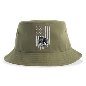 American Flag Belgian Draft Horses Gift For Farmer Meaningful Gift Sustainable Bucket Hat