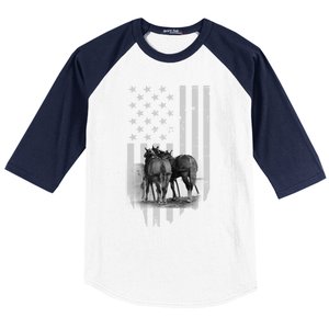 American Flag Belgian Draft Horses Gift For Farmer Meaningful Gift Baseball Sleeve Shirt