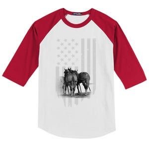 American Flag Belgian Draft Horses Gift For Farmer Meaningful Gift Kids Colorblock Raglan Jersey