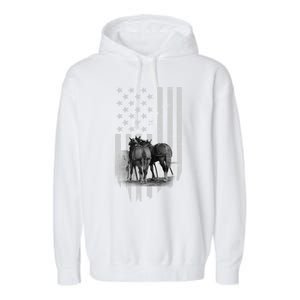 American Flag Belgian Draft Horses Gift For Farmer Meaningful Gift Garment-Dyed Fleece Hoodie