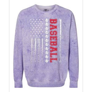 American Flag Baseball Team Gift For Men Women Colorblast Crewneck Sweatshirt