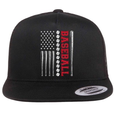 American Flag Baseball Team Gift For Men Women Flat Bill Trucker Hat