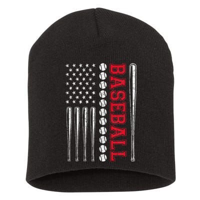 American Flag Baseball Team Gift For Men Women Short Acrylic Beanie