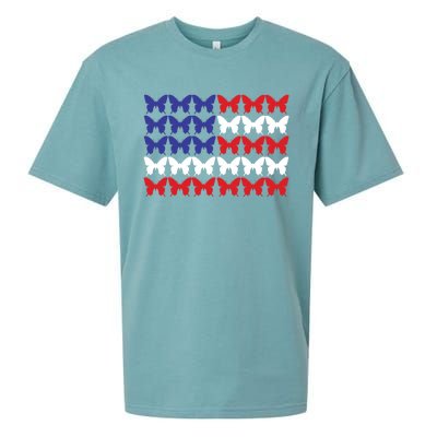 American Flag Butterfly 4th Of July Patriotic Butterfly Usa Funny Gift Sueded Cloud Jersey T-Shirt