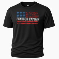 American Flag Boating Clothing 's Black Pontoon Boat Captain 4th Of July Cooling Performance Crew T-Shirt
