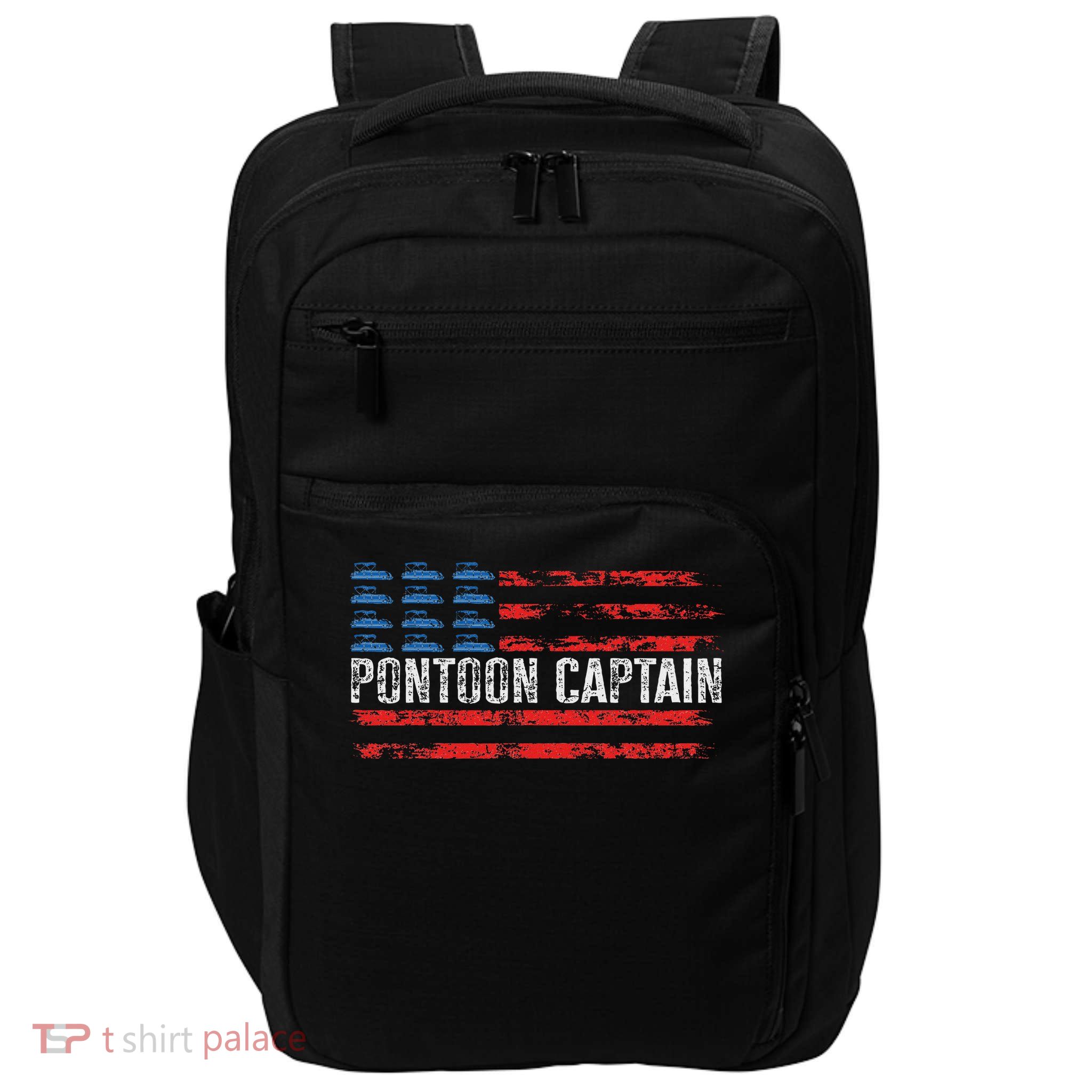 American Flag Boating Clothing 's Black Pontoon Boat Captain 4th Of July Impact Tech Backpack