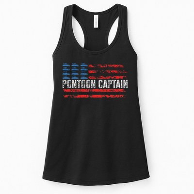 American Flag Boating Clothing 's Black Pontoon Boat Captain 4th Of July Womens Tank Top