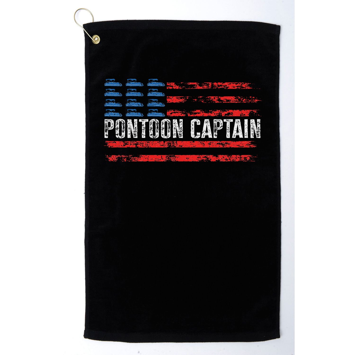 American Flag Boating Clothing 's Black Pontoon Boat Captain 4th Of July Golf Towel