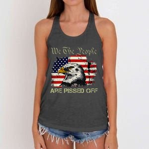 American Flag Bald Eagle We The People Are Pissed Off Women's Knotted Racerback Tank