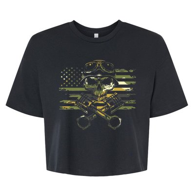 American Flag Biker Motorcycle Bella+Canvas Jersey Crop Tee