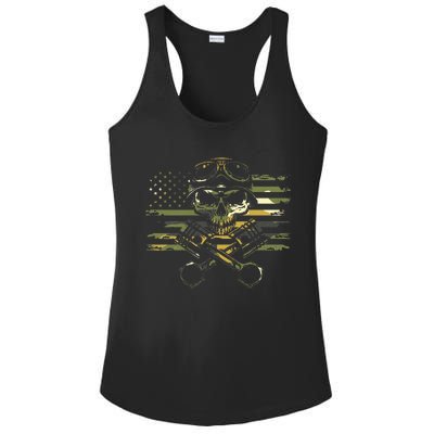 American Flag Biker Motorcycle Ladies PosiCharge Competitor Racerback Tank