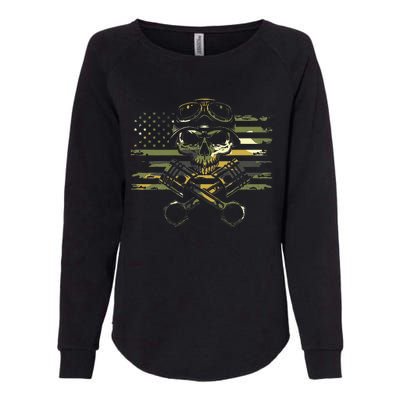 American Flag Biker Motorcycle Womens California Wash Sweatshirt