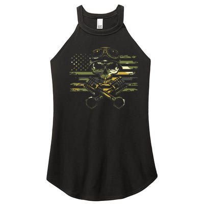 American Flag Biker Motorcycle Women's Perfect Tri Rocker Tank