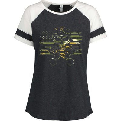 American Flag Biker Motorcycle Enza Ladies Jersey Colorblock Tee