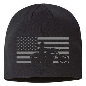 American Flag Biker Motorcycle  Sustainable Beanie