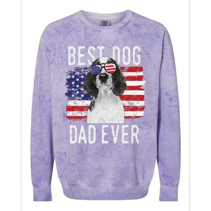 American Flag Best Dog Dad Ever Welsh Springer Spaniels Usa Colorblast Crewneck Sweatshirt