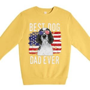 American Flag Best Dog Dad Ever Welsh Springer Spaniels Usa Premium Crewneck Sweatshirt