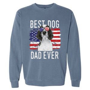 American Flag Best Dog Dad Ever Welsh Springer Spaniels Usa Garment-Dyed Sweatshirt