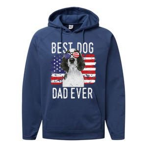 American Flag Best Dog Dad Ever Welsh Springer Spaniels Usa Performance Fleece Hoodie