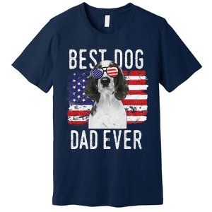 American Flag Best Dog Dad Ever Welsh Springer Spaniels Usa Premium T-Shirt