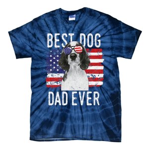 American Flag Best Dog Dad Ever Welsh Springer Spaniels Usa Tie-Dye T-Shirt