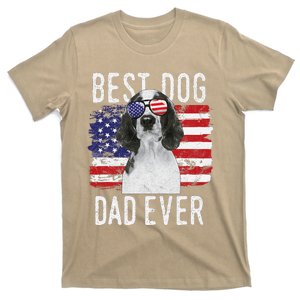 American Flag Best Dog Dad Ever Welsh Springer Spaniels Usa T-Shirt