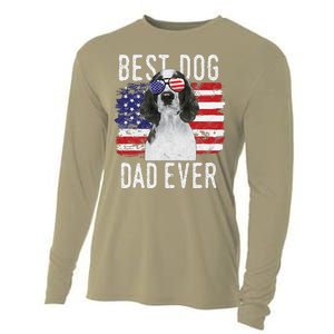 American Flag Best Dog Dad Ever Welsh Springer Spaniels Usa Cooling Performance Long Sleeve Crew