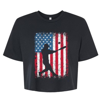 American Flag Baseball Team Gift Bella+Canvas Jersey Crop Tee