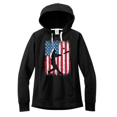 American Flag Baseball Team Gift Women's Fleece Hoodie