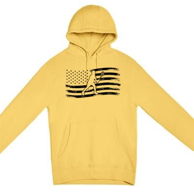 American Flag Badminton Gift Premium Pullover Hoodie