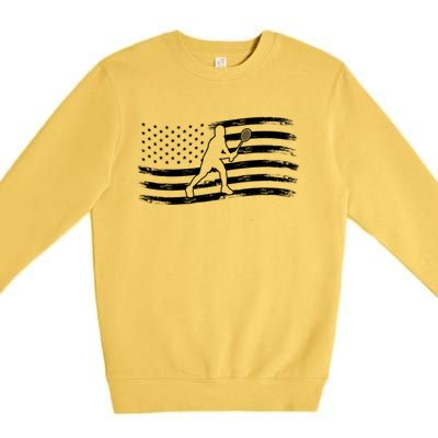 American Flag Badminton Gift Premium Crewneck Sweatshirt