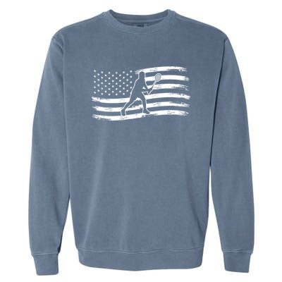 American Flag Badminton Gift Garment-Dyed Sweatshirt