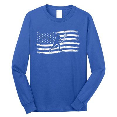 American Flag Badminton Gift Long Sleeve Shirt