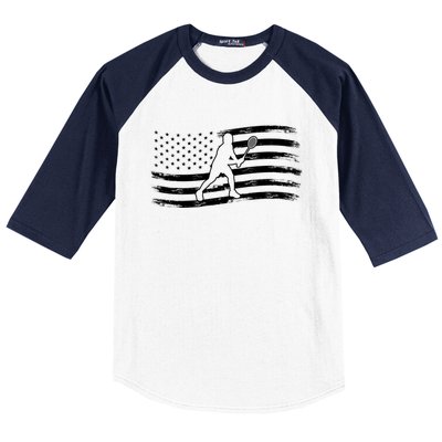 American Flag Badminton Gift Baseball Sleeve Shirt