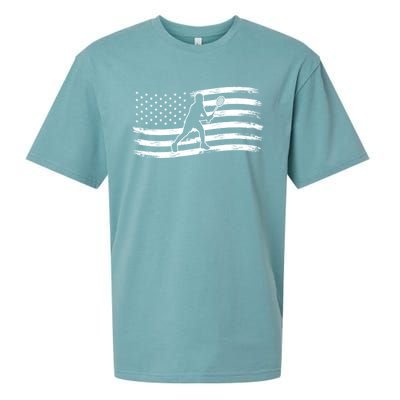 American Flag Badminton Gift Sueded Cloud Jersey T-Shirt