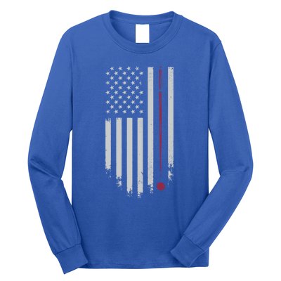 American Flag Billiard Pool Player Vintage Gift Long Sleeve Shirt