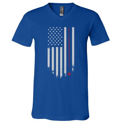 American Flag Billiard Pool Player Vintage Gift V-Neck T-Shirt