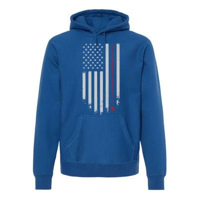 American Flag Billiard Pool Player Vintage Gift Premium Hoodie