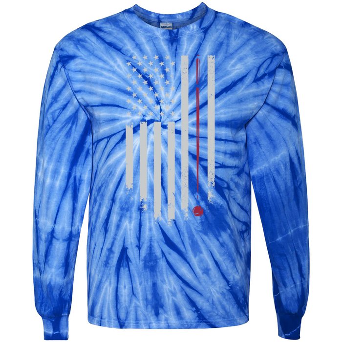 American Flag Billiard Pool Player Vintage Gift Tie-Dye Long Sleeve Shirt