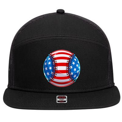 American Flag Baseball Gift 4th Of July Usa Flag Baseball Gift 7 Panel Mesh Trucker Snapback Hat