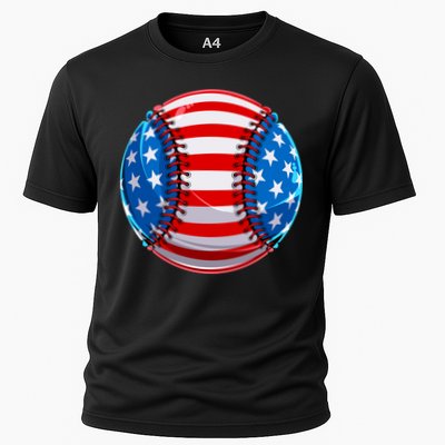 American Flag Baseball Gift 4th Of July Usa Flag Baseball Gift Cooling Performance Crew T-Shirt