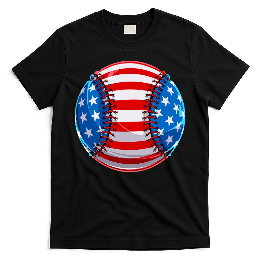 American Flag Baseball Gift 4th Of July Usa Flag Baseball Gift T-Shirt