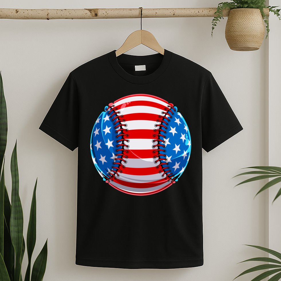 American Flag Baseball Gift 4th Of July Usa Flag Baseball Gift T-Shirt