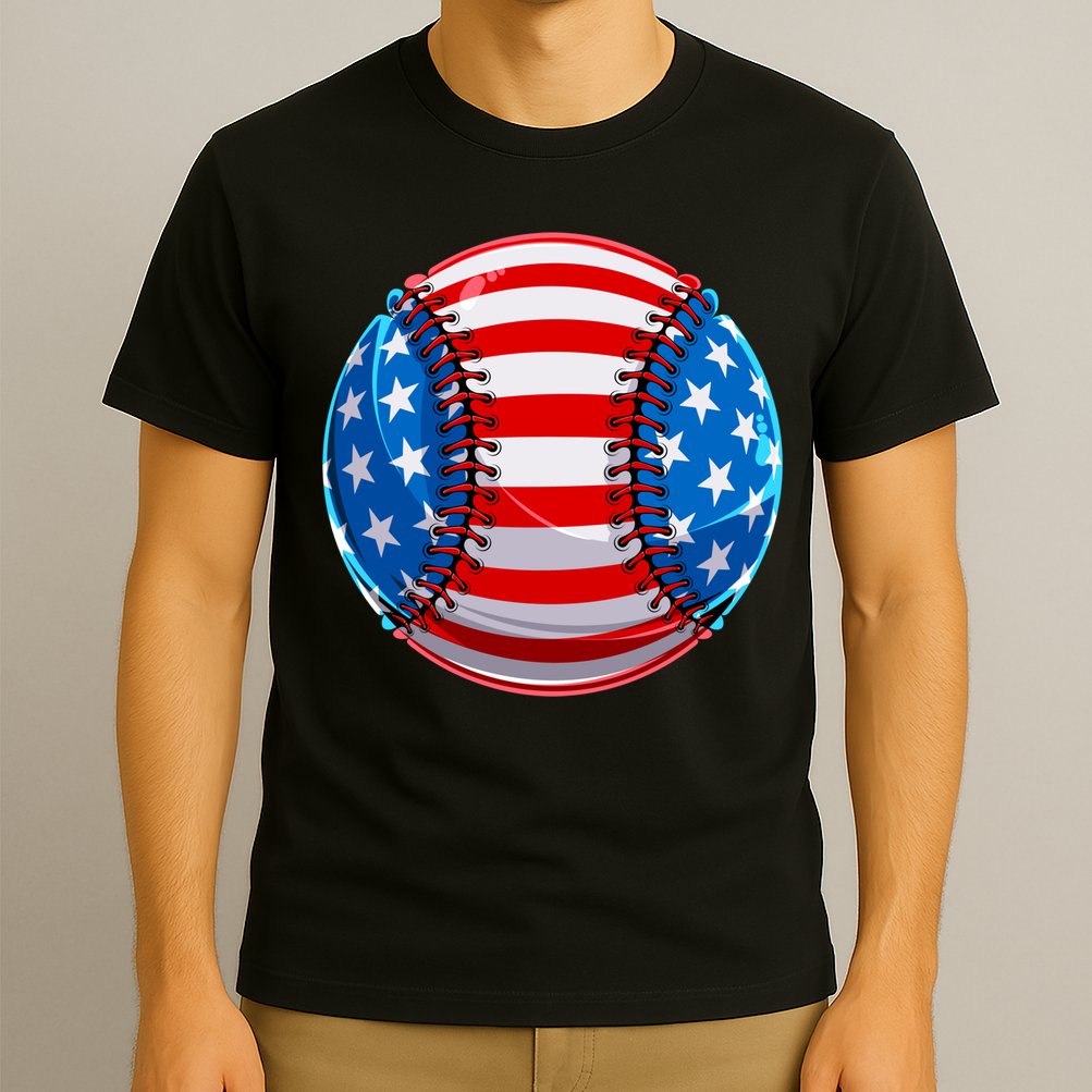 American Flag Baseball Gift 4th Of July Usa Flag Baseball Gift T-Shirt