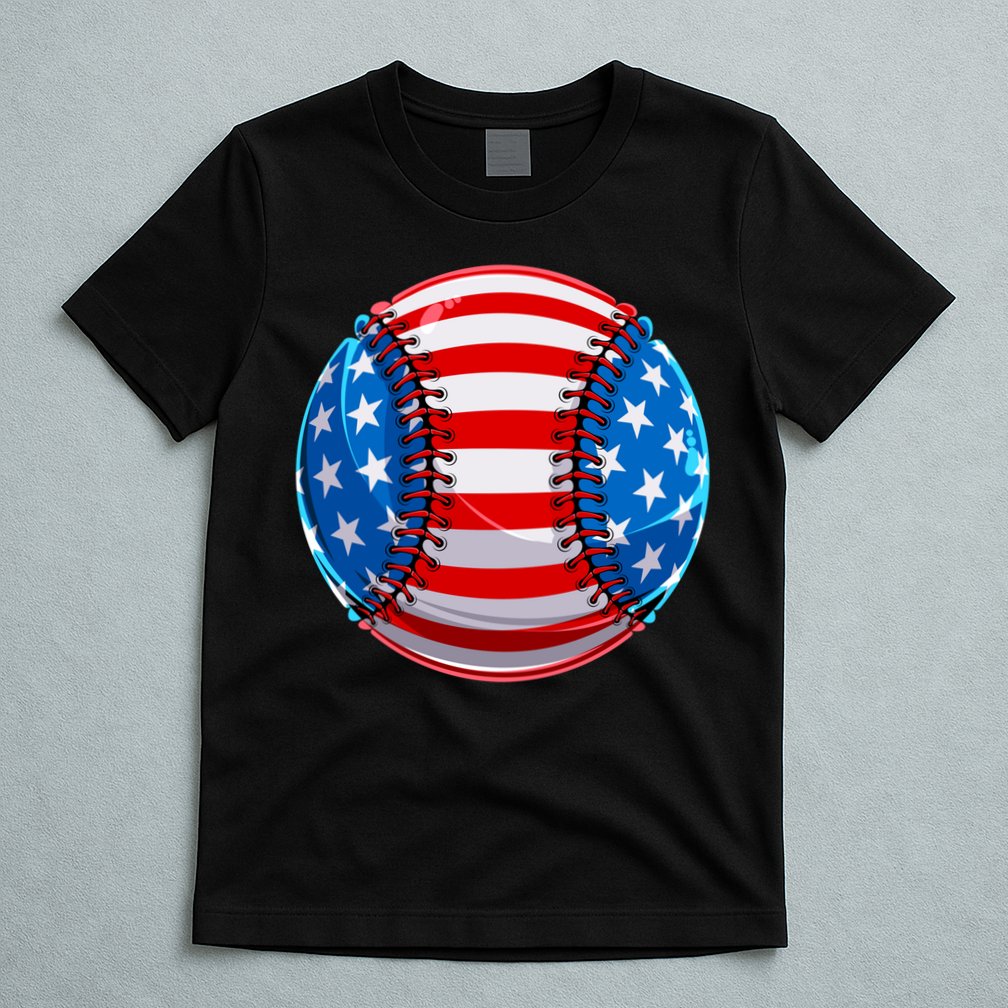 American Flag Baseball Gift 4th Of July Usa Flag Baseball Gift T-Shirt