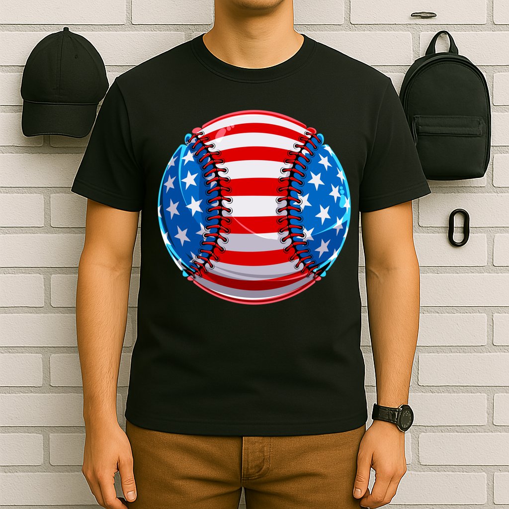 American Flag Baseball Gift 4th Of July Usa Flag Baseball Gift T-Shirt