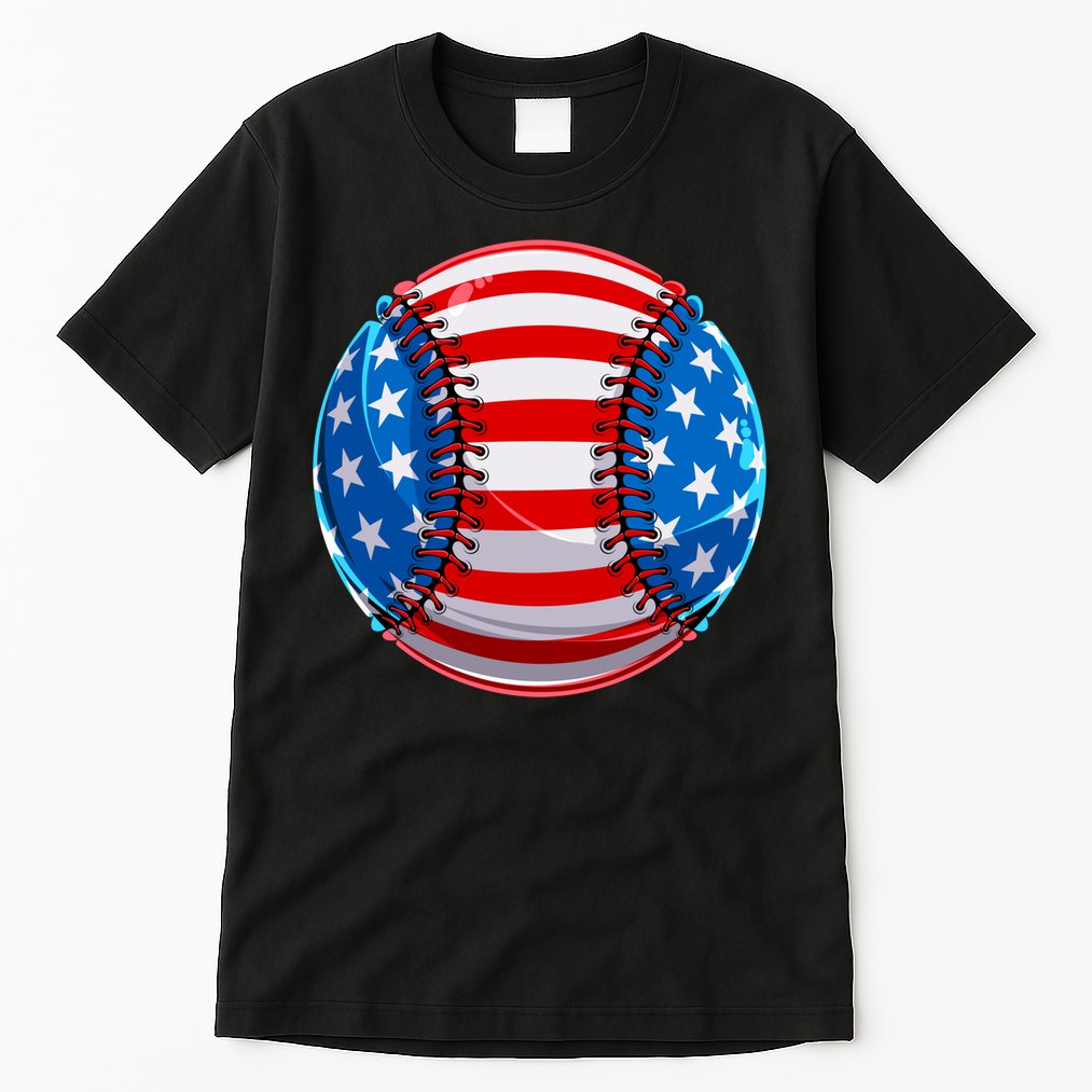 American Flag Baseball Gift 4th Of July Usa Flag Baseball Gift Tall T-Shirt